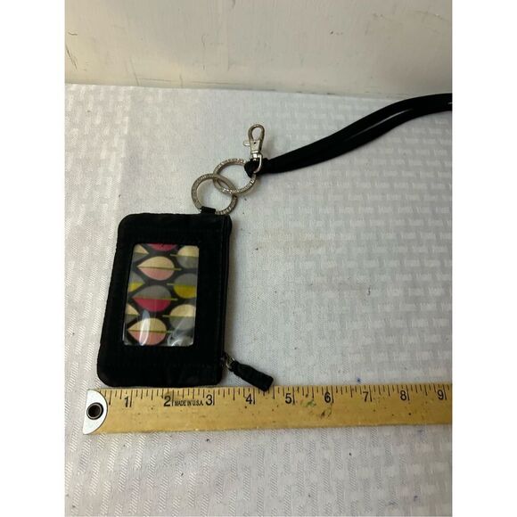 Vera Bradley ID and lanyard black quilted 5"x3" - Picture 2 of 5